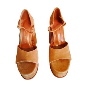 Zara Chunky Suede platform sandals Size 40